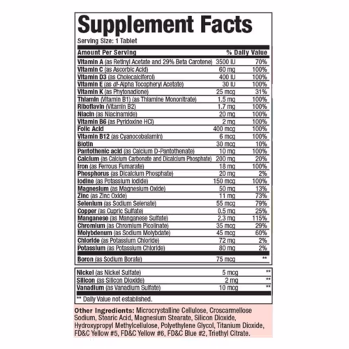 bronson one adult daily complete supplement facts