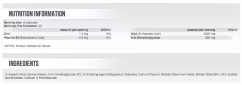 scitec daa pro black supplement facts