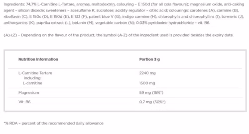 OLIMP l carnitinexplode powder 300G supplement facts