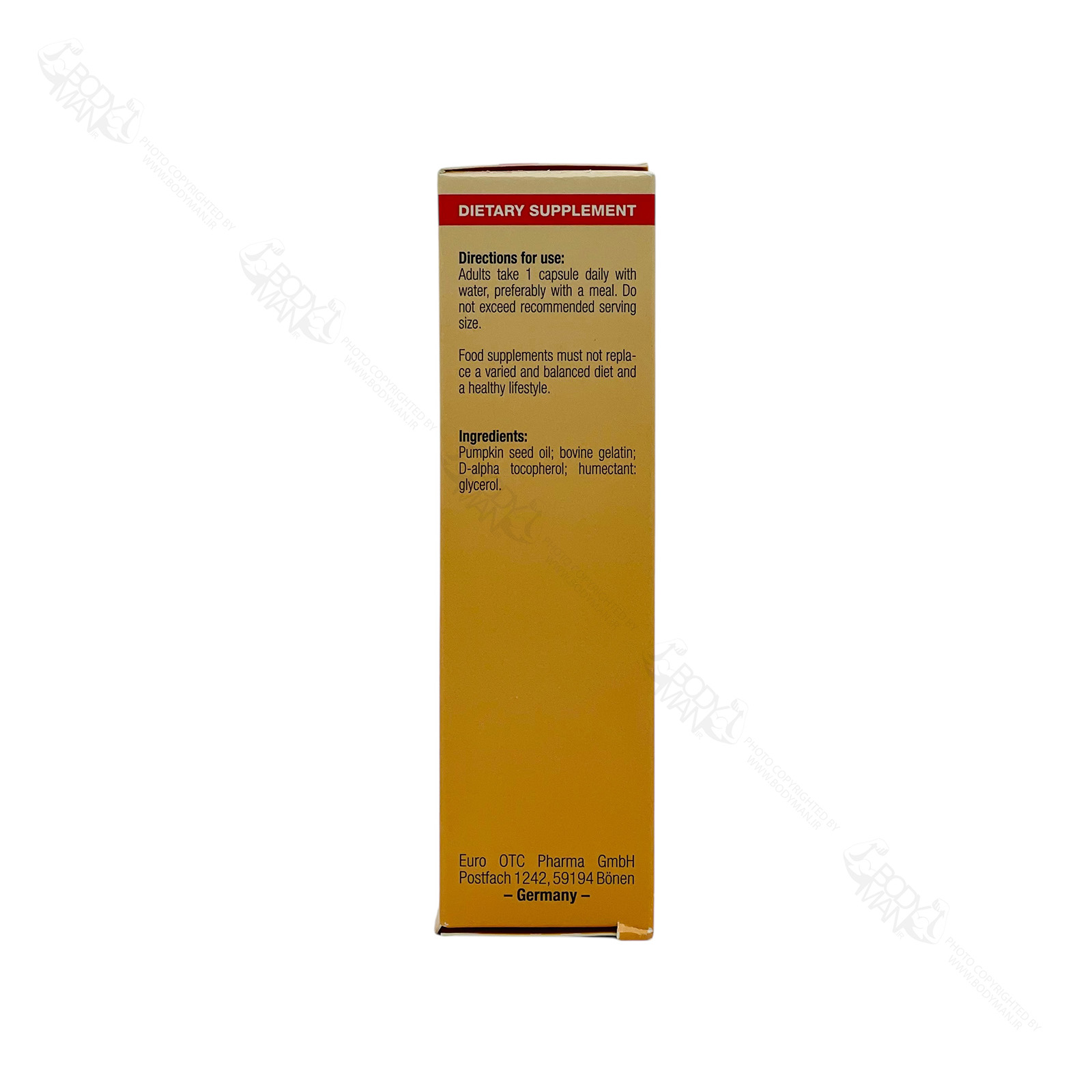 Eu Rho VITAL Prostafit directions for use راهنما و دستور مصرف پروستافیت کپسول روغن دانه کدو تنبل یوروویتال