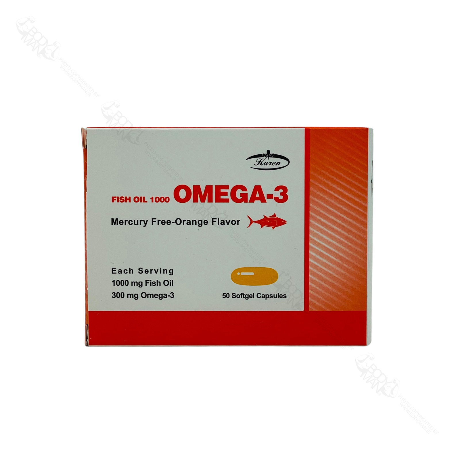 Karen FISH OIL OMEGA 3 1000 english lable لیبل انگلیسی روغن ماهی امگا ۳ ۱۰۰۰ کارن