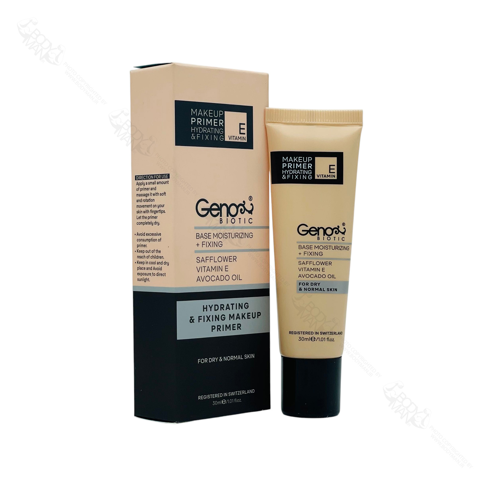 GENOBIOTIC HYDRATING & FIXING MAKEUP PRIMER پرایمر صورت مناسب پوست خشک و معمولی ژنوبایوتیک
